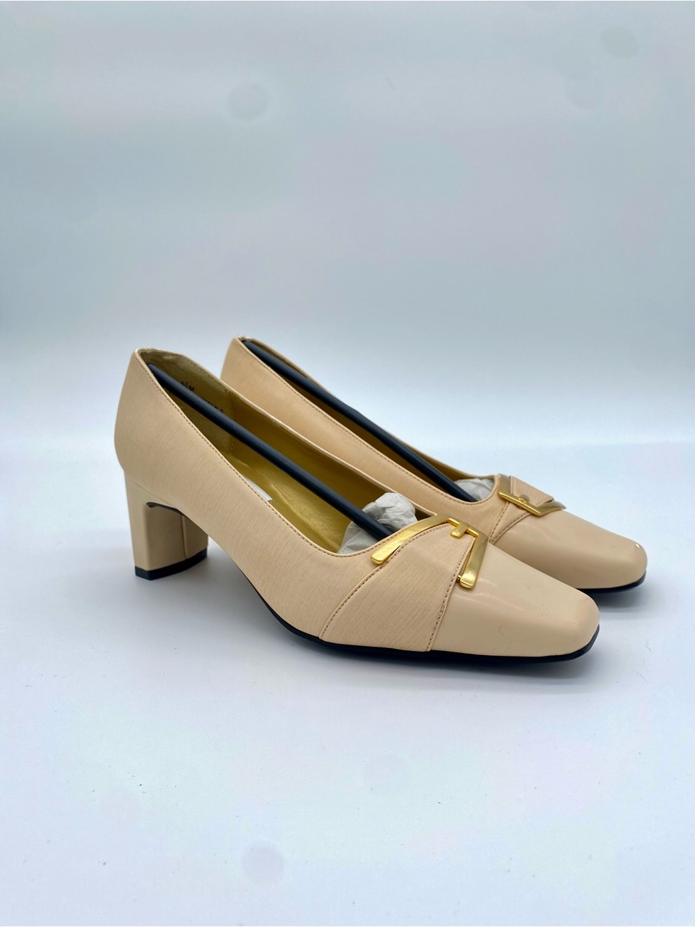 Vintage Deadstock Textured & Patent Block Heel Pumps